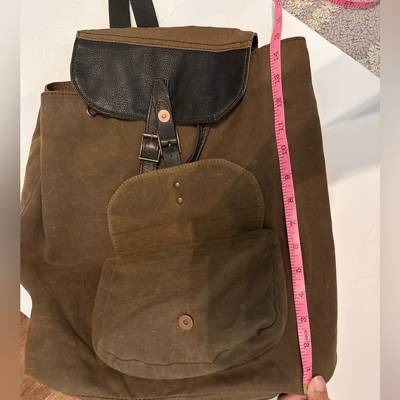 Black Rivet Leather & Waxed Canvas  backpack size Medium - Picture 6 of 9